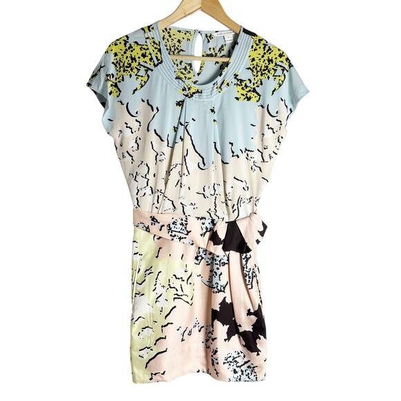Diane von Furstenberg Silk Abstract Print Short Sleeve Sheath Mini Dress Size 0